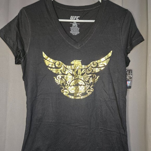 UFC SHIRT KHABIB RISING EAGLE FOIL BLACK SIZE L Women - Picture 1 of 7
